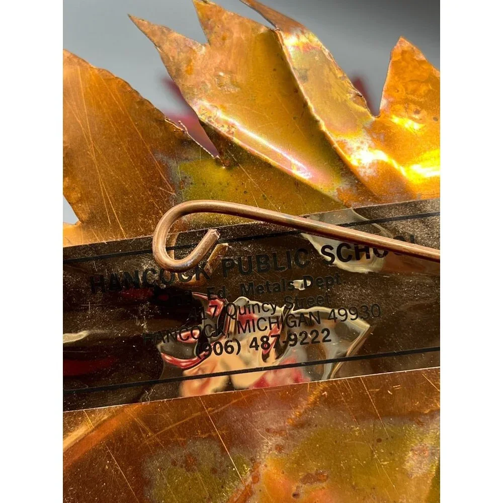 8 Handcrafted Metal Fall Leaf Copper Color Brass MCM Wall Art Ozark Mountain 6